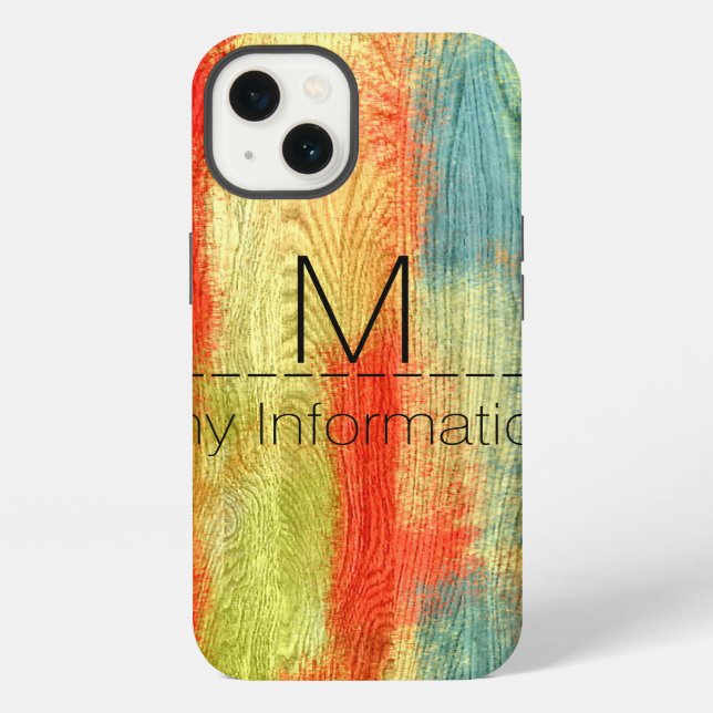 Wood Grain Monogram Iphone Case (Back)