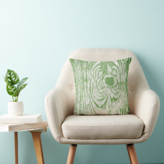 Wood Grain Neon Lime Pattern Pillow