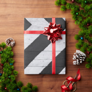 Wood Grain Painted Black and White Wrapping Paper