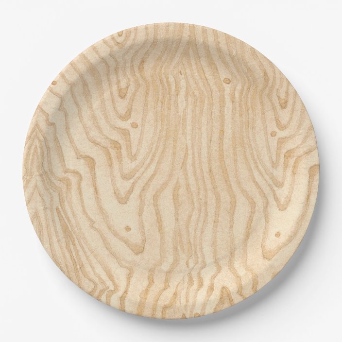 wood grain paper plates