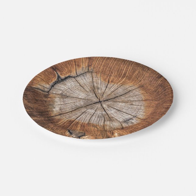 Wood Grain Paper Plates (Angled)