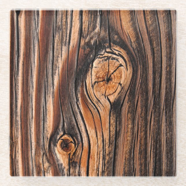 Wood Grain Pattern Glass Coaster (Front)