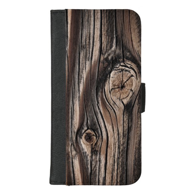 Wood Grain Pattern iPhone Wallet Case (Front)