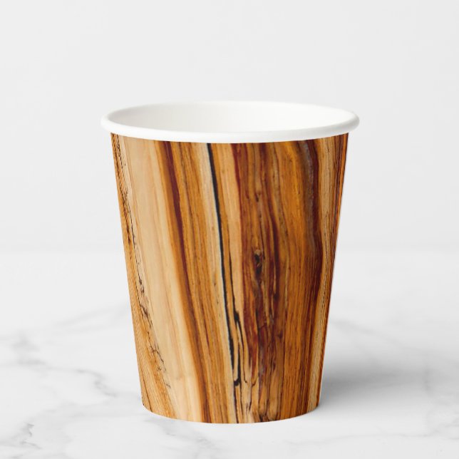 Wood Grain Pattern Paper Cups (Back)