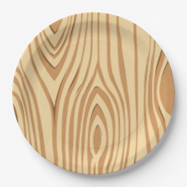 WOOD GRAIN PATTERN PAPER PLATES (Front)