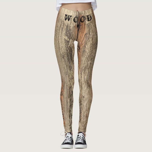 WOOD GRAIN PATTERN PHOTO LEGGINGS (Front)