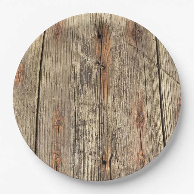 WOOD GRAIN PATTERN PHOTO PAPER PLATES (Front)