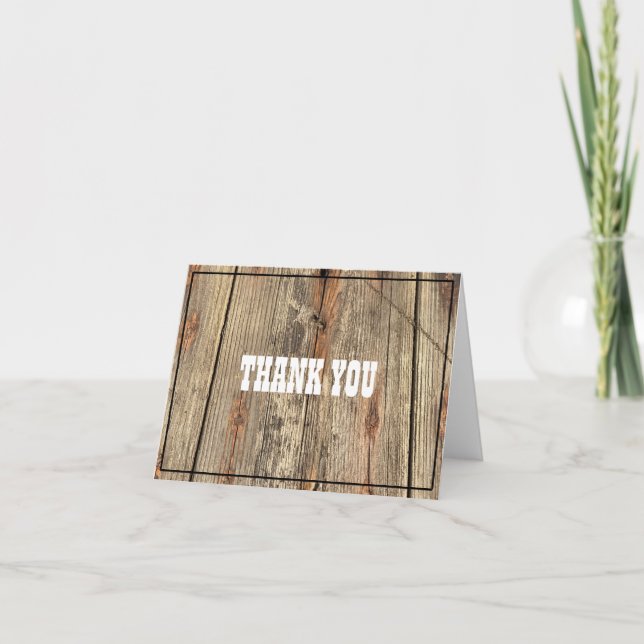 WOOD GRAIN PATTERN PHOTO PLAYBILL THANK YOU CARD (Front)