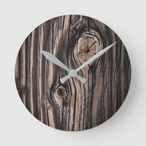 Wood Grain Pattern Round Clock