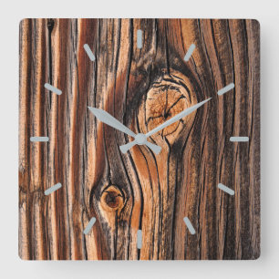 Wood Grain Pattern Square Wall Clock