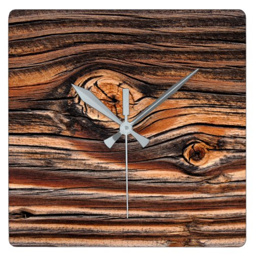 Wood Grain Pattern Square Wall Clock