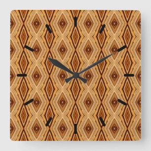 Wood Grain Pattern Square Wall Clock