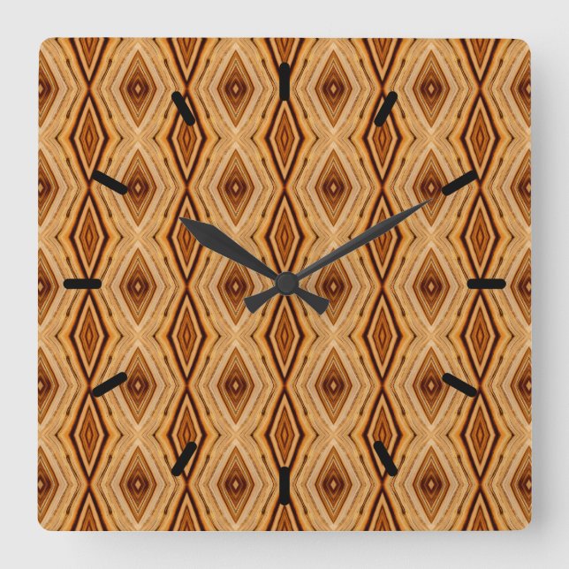 Wood Grain Pattern Square Wall Clock (Front)
