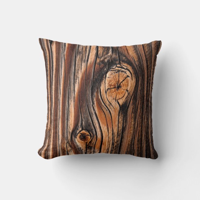 Wood Grain Pattern Throw Pillow (Front)
