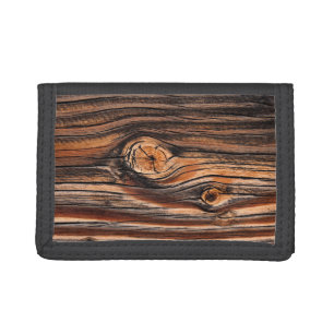 Wood Grain Pattern Tri-fold Wallet