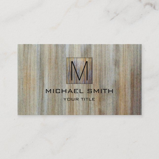 Wood Grain Professional Elegant Monogram #25 Business Card (Front)