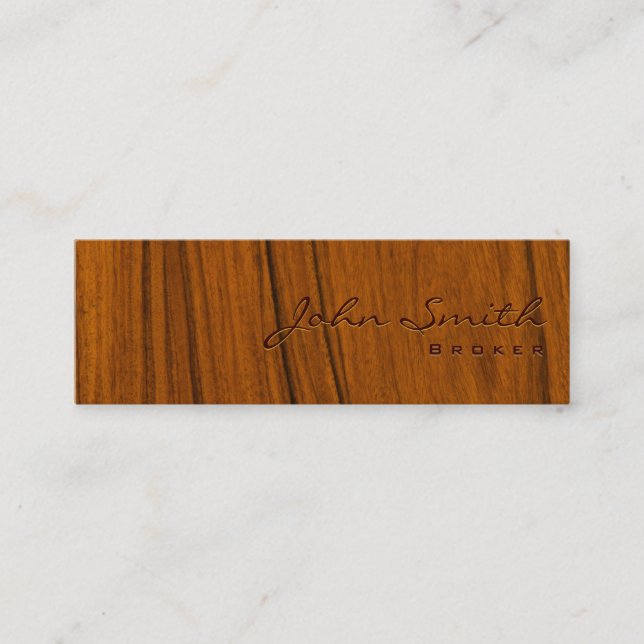 Wood Grain Real Estate Broker Business Card (Front)