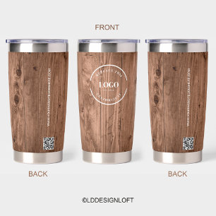 Wood Grain Rustic Branded with logo Website Insulated Tumbler