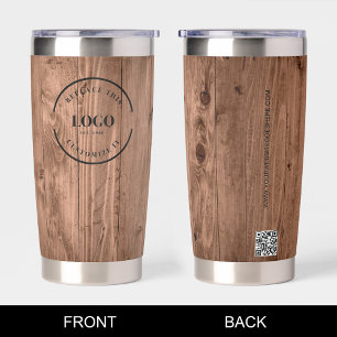 Wood Grain Rustic Branded with logo Website Insulated Tumbler