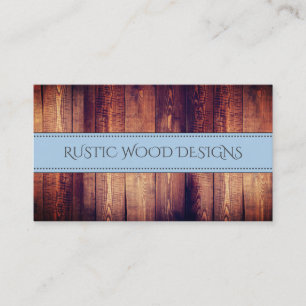 Wood Grain Rustic Gray Blue Monogram Business Card