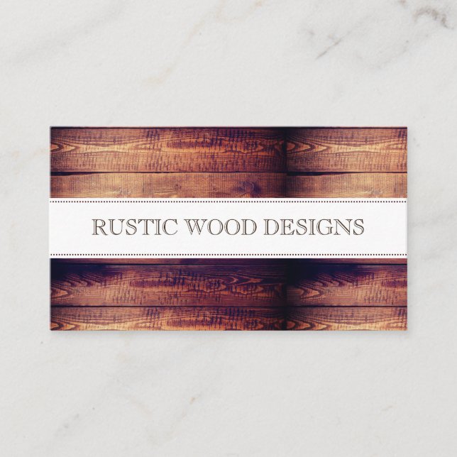 Wood Grain Rustic Gray Blue Monogram Business Card (Front)