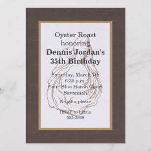 Wood Grain Rustic Oyster Roast Invitation