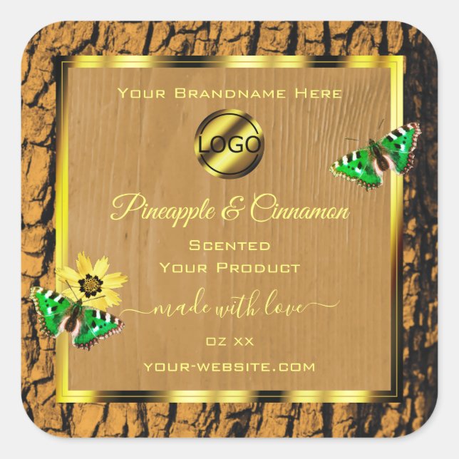 Wood Grain Rustic Tree Bark Product Labels Logo (Front)