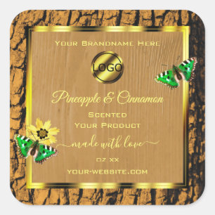 Wood Grain Rustic Tree Bark Product Labels Logo