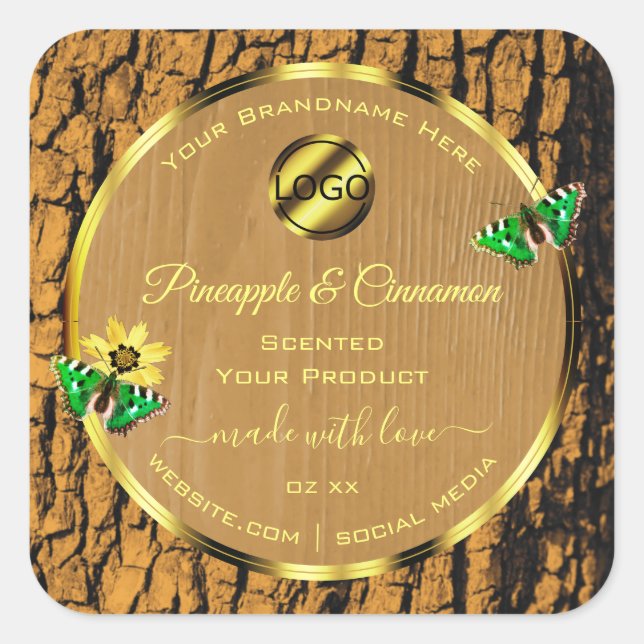 Wood Grain Rustic Tree Bark Product Labels Logo (Front)