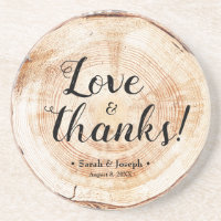 Wood Grain Rustic Wedding Love and Thanks Favor
