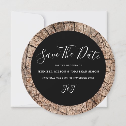 Wood Grain Rustic Wedding Save the date Invitation