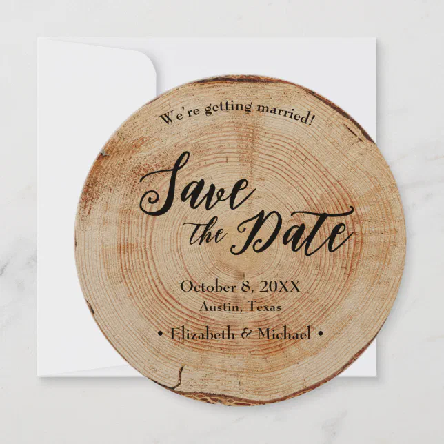 Wood Grain Rustic Wedding Save the date photo Invitation | Zazzle