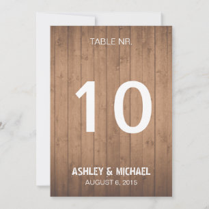 Wood Grain rustic wedding table numbers