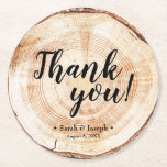 Wood Grain Rustic Wedding Thank You Favor Coaster<br><div class="desc">Celebrate your love and show your appreciation with our Wood Grain Rustic Wedding Thank You Favor Coasters. Perfect for rustic, outdoor, or botanical-themed nuptials, these coasters blend functionality with sentimental charm, giving your guests a unique keepsake from your special day. Each coaster is crafted with a stunning wood grain design,...</div>