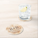 Wood Grain Rustic Wedding Thank You Favor Monogram Round Paper Coaster<br><div class="desc">Express your gratitude with our "Wood Grain Rustic Wedding Thank You Favor Monogram Coasters". These charming coasters feature a rustic wood grain design and a customizable monogram, making them the perfect token of appreciation for your wedding guests. Crafted with durability in mind, these coasters serve as both a practical and...</div>