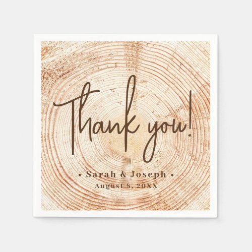 Wood Grain Rustic Wedding Thank You Napkins