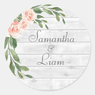 Wood Grain Rustic White Script Names Sticker