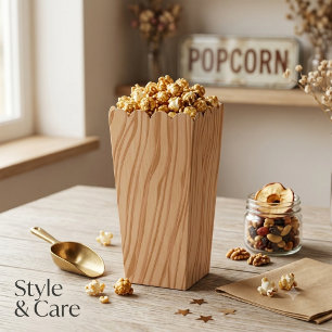 Wood Grain Style Popcorn Favor Boxes Party Pack