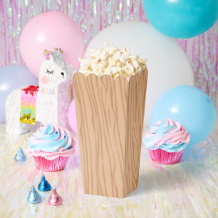 Wood Grain Style Popcorn Favor Boxes Party Pack