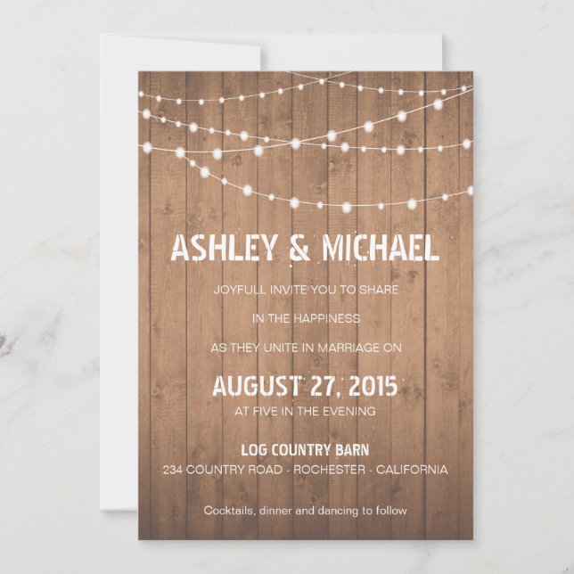 Wood Grain suite Wedding invitation barn style (Front)