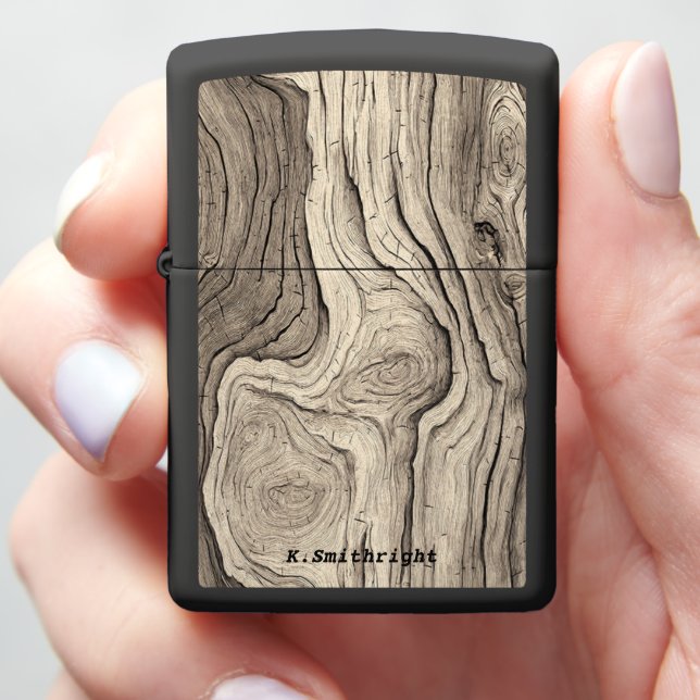Wood Grain Swirl Custom Zippo Lighter (In Hand)