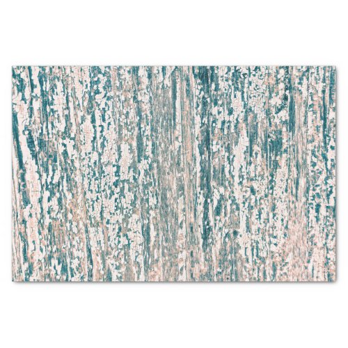 Wood Grain Teal Tan White Rustic Country Texture Tissue Paper