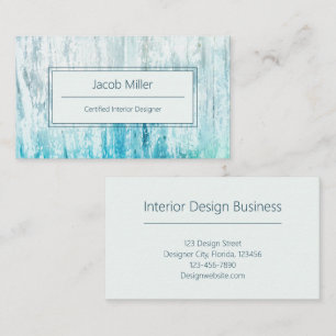 Wood Grain Teal White Rustic Texture Business Card
