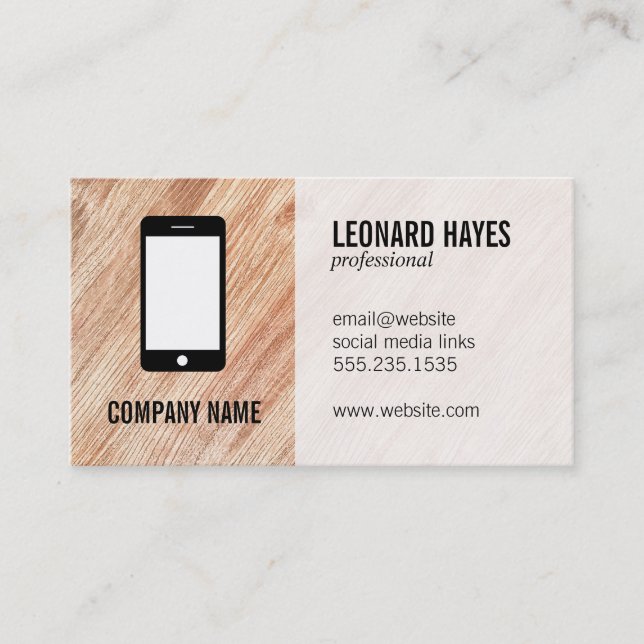 Wood Grain / Technology 2 Business Card (Front)