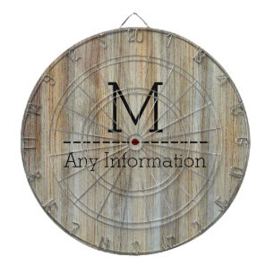 Wood Grain Texture Monogram #2 Dartboard