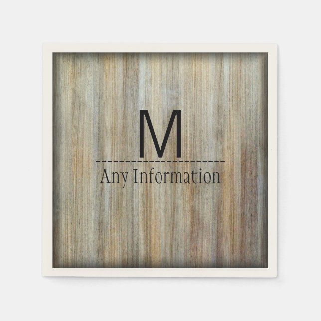 Wood Grain Texture Monogram #2 Napkins (Front)