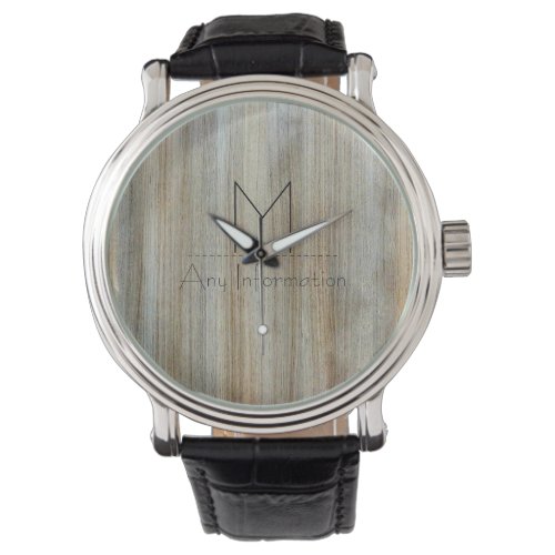 Wood Grain Texture Monogram 2 Watch