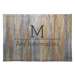 Wood Grain Texture Monogram #4 Cloth Placemat