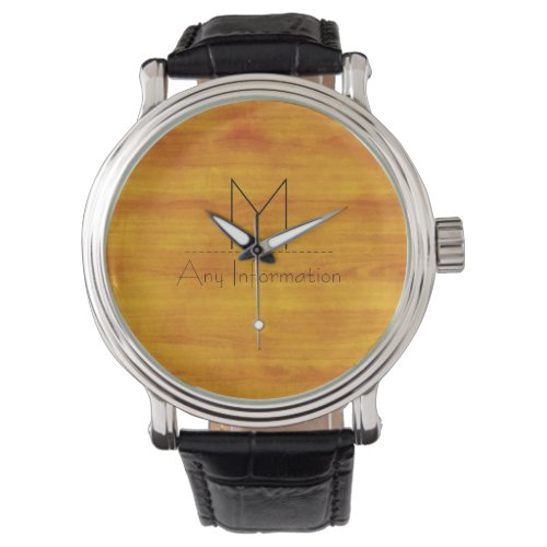 Wood Grain Texture Monogram 4 Watch