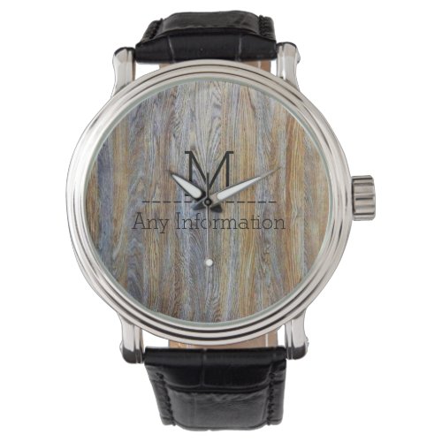 Wood Grain Texture Monogram 5 Watch